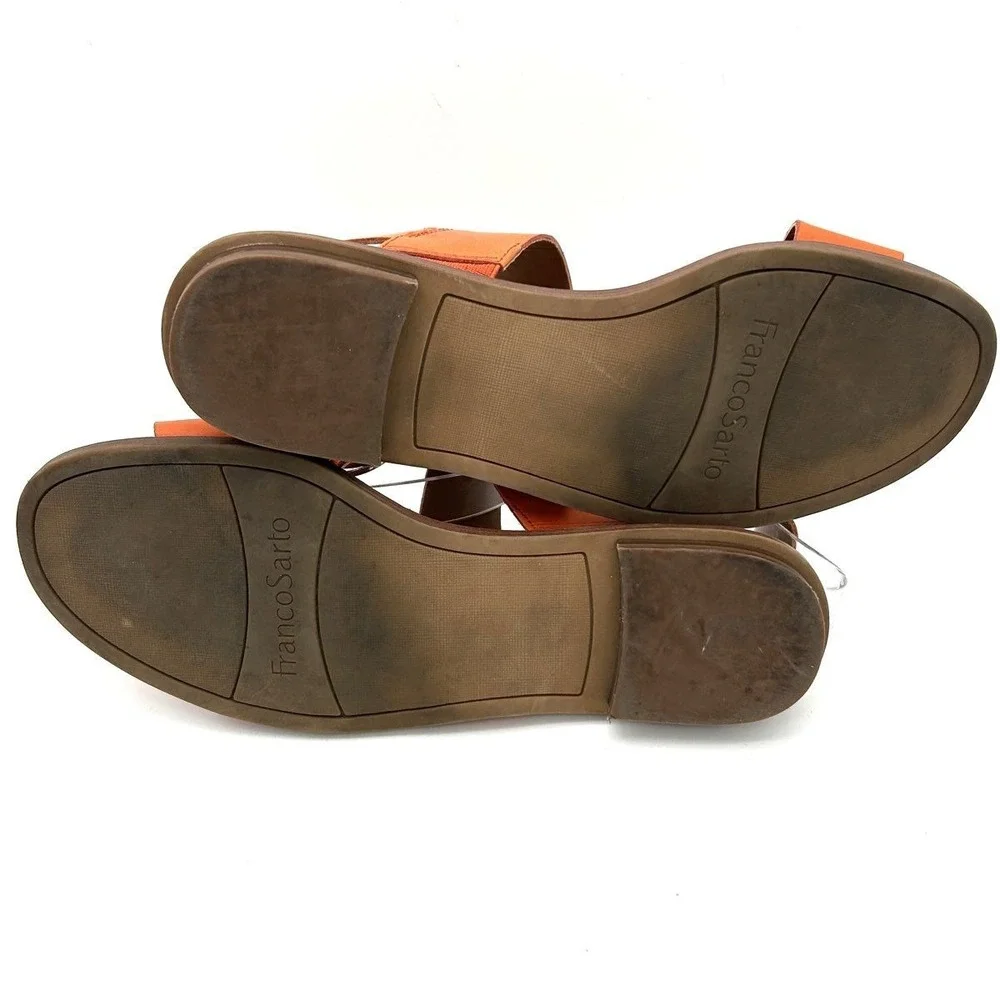 Franco Sarto Maura Orange Leather Flat Slingback Sandals Women's Size 8M